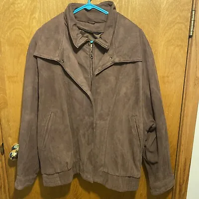 Georgetown Leather Design VINTAGE Jacket Mens XL Brown Leather Coat BOMBER • $32.99