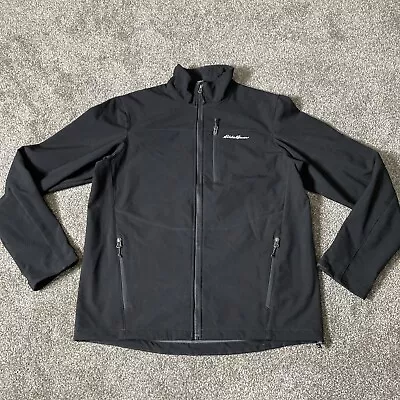Mens Tall Large Eddie Bauer Black Soft Shell Full Zip Long Sleeve Jacket • $34