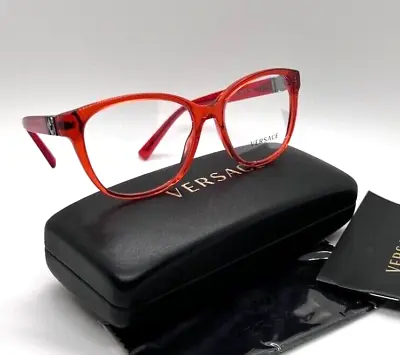 VERSACE 3273 5307 Women Eyeglasses 54-16-140 Transparent Red 100% Authentic • $82.68