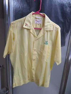 Vintage Bowling Shirt Size M Yellow King Louie Rockabilly 60s 70s Flock BOB • $15