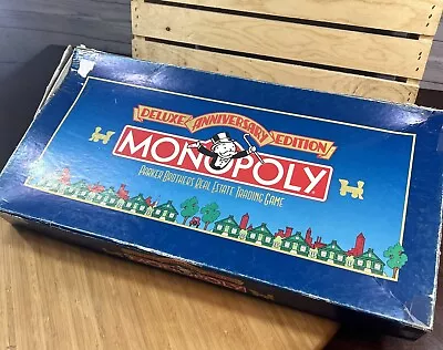 Vintage Monopoly Deluxe Anniversary Edition 1985 Parker Bros. Complete But Rough • $22.99