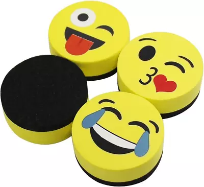 Magnetic Smiley Face Circular Whiteboard Eraser / 4 Pack Of 2  Dry Erase Erasers • $14.89