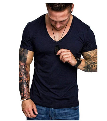 $14.31 • Buy Men Casual Sport V Neck Muscle Gym Active Tops Short Sleeve Slim Fit Top T-Shirt