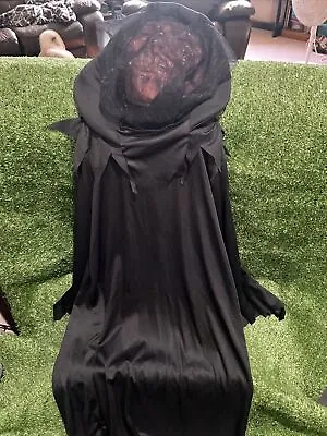 Adult Grim Reaper Death Black Hooded Cloak Robe W/Mask Halloween Costume S-M • $23.99