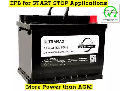 Ultramax Stop Start 12V 60Ah 640A AGM VRLA Battery MERCEDES-BENZ A0055411301 • $348.13