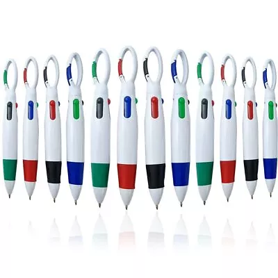 12PCS Plastic Carabiner Shuttle Pens 4-in-1 Retractable Ballpoint Pens Multic... • $20.09