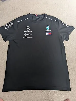 Mercedes Benz AMG Petronas X Black F1 T-shirt Official Mercedes Size Large • £19.79