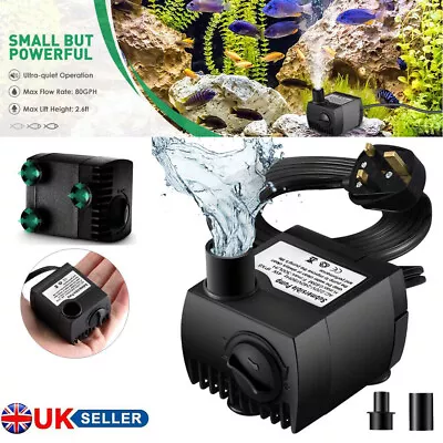 UK Plug - Electric Water Feature Pump Small Fountain For Indoor Garden Fish Pond • £9.99