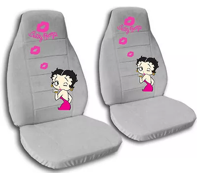 $84.99 • Buy 2 Front Silver Betty Boop Car Seat Covers In Velvet Material Universal Size  ABF