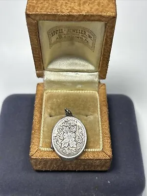 Early Antique English Hallmarked Sterling Silver Floral Etched Photograph Locket • $95