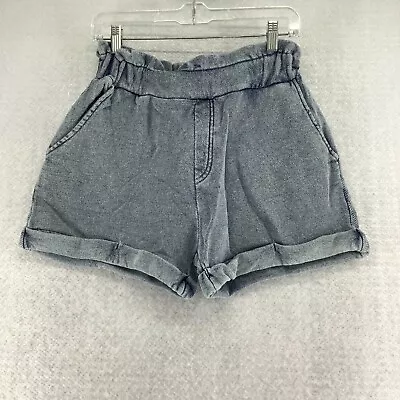 Vintage Havana Womens Blue French Terry Paperbag Waist Denim Shorts Size Small • $17.99