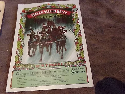 Fabulous E.T. Paull Vintage 1906 Silver Sleigh Bells Sheet Music #2 - LOOK!!!! • $14.99