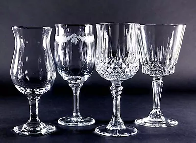 Mismatched Vintage Glassware Water Goblets Wine Glasses Set Of 4 • $32.99