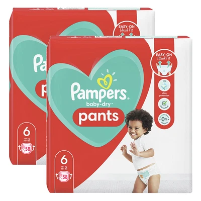 $54 • Buy 2x 58pc Pampers Baby Dry Leakproof Nappies/Nappy Unisex  Diapers Size 6 15+ Kgs
