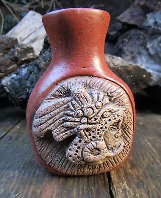 £17.99 • Buy Fair Trade Hand Carved Made Ceramic Mayan Jaguar Flask Bottle Sculpture Ornament