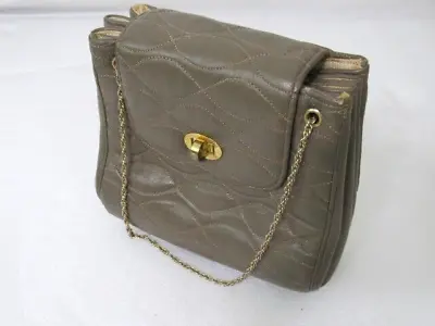 Morris Moskowitz Quilted Leather Evening Bag Brown W/Gold 2 Rope Chain Strap • $35