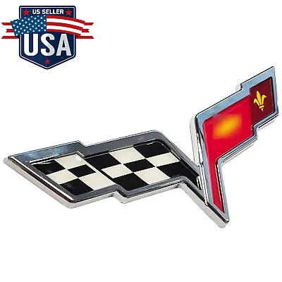 Front/Rear Crossed Flags Emblem For C6 Corvette 2005-2013 3D Raised Badge • $14.58