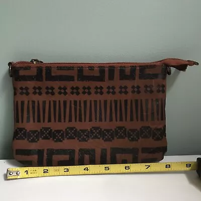 Ecote Clutch Bag Boho Aztec Geometric - Southwestern Purse Makeup Carrier Brown • $29.99