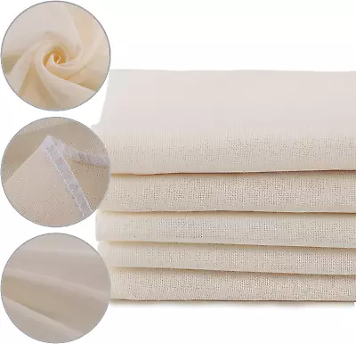 5 Pack Muslin Cloths Reusable For Straining 100% Unbleached Pure Cotton Cheesec • $20.99