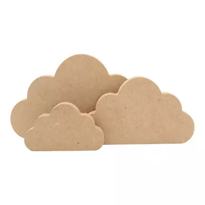 Freestanding MDF Clouds 18mm Thick Wooden Shape Craft 10cm - 20cm Or A Set Of 3 • £3.08