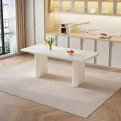 GUYII White Large Dining Table For 6 White Rectangular Kitchen Table Living Room • $649.59