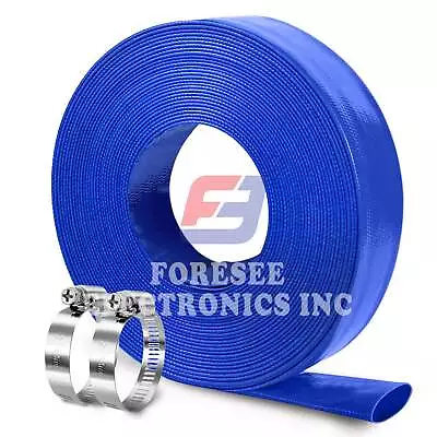 Water Discharge Backwash Pool Hose 1  In Inch X 100 FT PVC Lay-Flat Drain Blue • $37.99