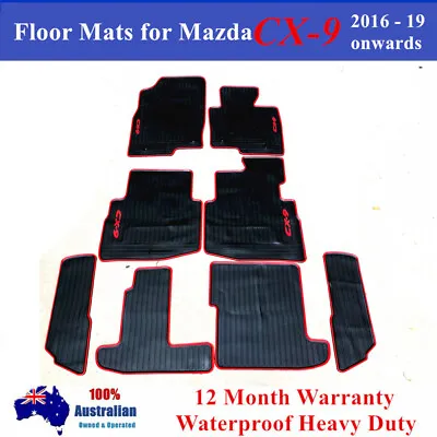 100% Waterproof Rubber Floor Mats For Mazda CX-9 CX9 2016 - 2023 7 Seats Red • $116.10