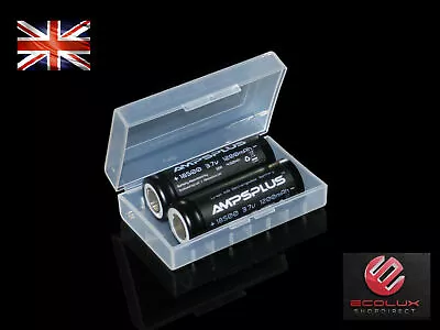 2x Ampsplus 18500 1200mAh Battery 3.7V 12A IMR Lithium High Drain Flat Batteries • £10.29