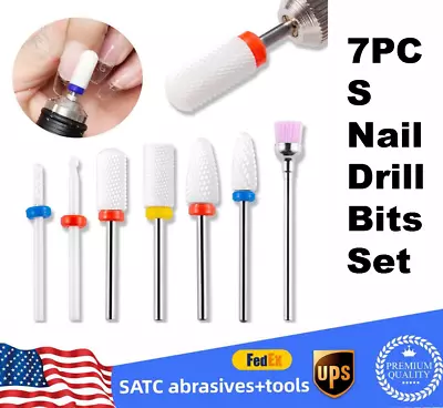 Ceramic Nail Drill Bits Set Electric File Manicure Pedicure Nail Art Tools 7PCS • $9.49