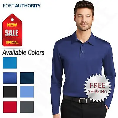 Port Authority Mens Dri-Fit SIlk Touch Polo Golf Long Sleeve Polo Shirt K540LS • $17.36