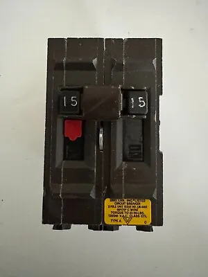 Wadsworth A215 - 15 Amp 2 Pole 120/240Vac Type A *PLASTIC FOOT* Circuit Breaker • $20.96