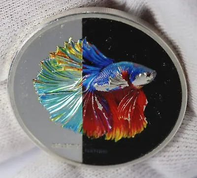 2021 Cook Islands Colorized Fighting Fish 1oz Silver Coin Eclectic Nature Betta • $114.95