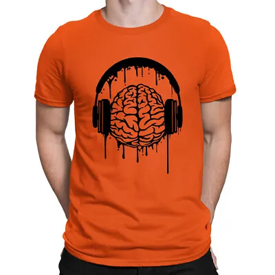 £10.99 • Buy Music Headphones Skull Brain Dj Clubbing Men's T-Shirt | Screen Printed