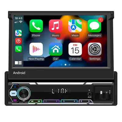 1 Din Car Radio GPS Navigation Bluetooth Stereo Player CarPlay Android Auto USB • $121.40