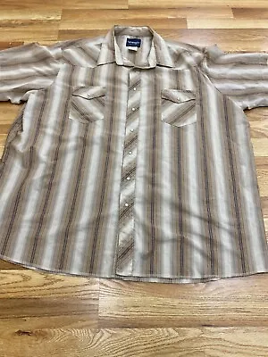 Wrangler Shirt Men 3XL Brown Collard Short Sleeve Button-UP Western Shirts • $19.86