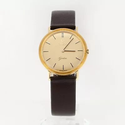 Omega Vintage 18k Yellow Gold Geneve Watch W/ Leather Band Caliber 620 • $2914.79