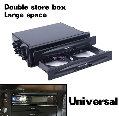 Black Car Autos Double Din Dash Radio Installation Pocket Cup Holder Storage Box • $25.33