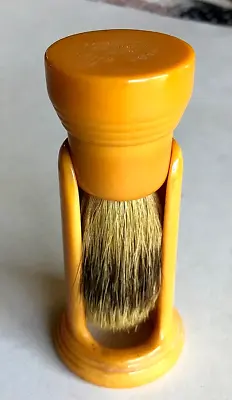 Bakelite (tested) Butterscotch Shaving Brush W Stand Made Rite Usa Pure Badger • $66.50