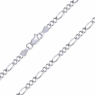 14K Solid White Gold Figaro Necklace Chain 6mm 20-30  - Polished Link Men Women • $1685.69