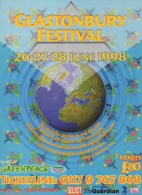 Glastonbury Festival - 26-27-28 June 1998 - Full Size Magazine Advert • £1.99