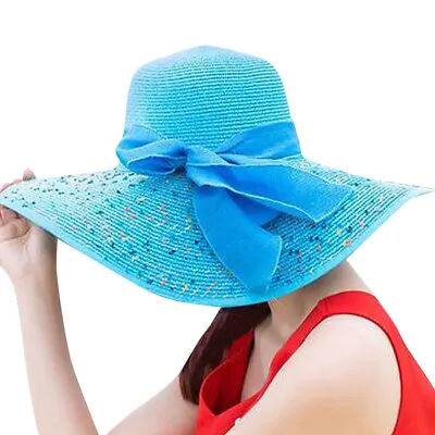 $20.99 • Buy Farmer Veteran Women Colorful Big Brim Straw Bow Hat Sun Baseball Caps For Women