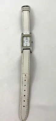 Vtg. Guess Steel Women's Watch With White Leather Band And Mother Of Pearl Face • $42.49