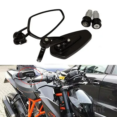 For Yamaha YZF R6 R1 FZ07 FZ09 7/8  Motorcycle Handle Bar End Rear View Mirrors • $27.24