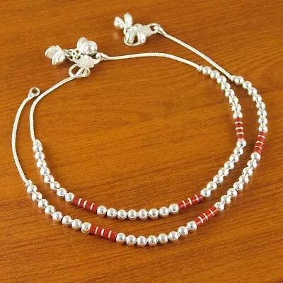 Indian Women Wedding Party Anklets Silver Plated Ankle Bracelets Payal Jewelry • $21.33