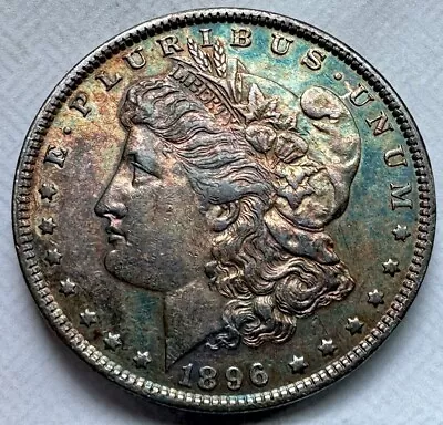 Rare Rainbow Toned 1896 VAM-2 Morgan Silver Dollar - BEAUTIFUL Example!!! • $32
