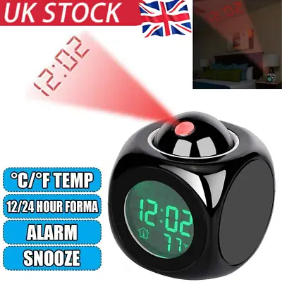 £10.89 • Buy Digital LED Projection Alarm Clock Temperature Snooze Dimmer Ceiling Projector