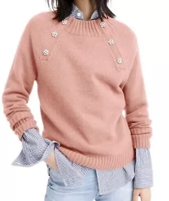 J. Crew Lambswool Women Sweater With Jeweled Buttons In Pink Seashell Size M • $34.99