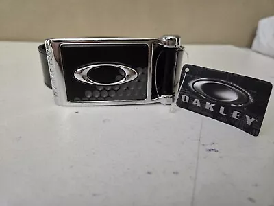 Oakley Ellipse Leather Golf Belt Black Sz L 1.5x46” NWT O Logo 37-41” • $40