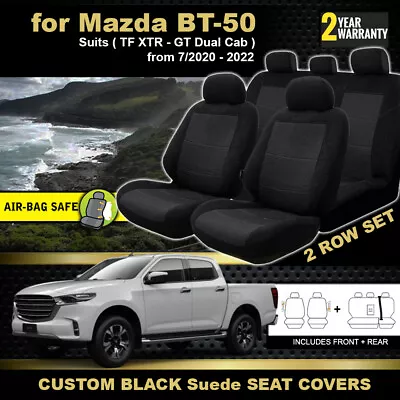 Black Custom Seat Covers Mazda BT50 TF GT XTR BT-50 Dual Cab 2ROW 7/2020-21 • $169