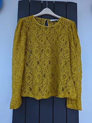Gold/Mustard Lace Long Sleeved Top - Oasis - Size L (12) BNWOT • £4.99